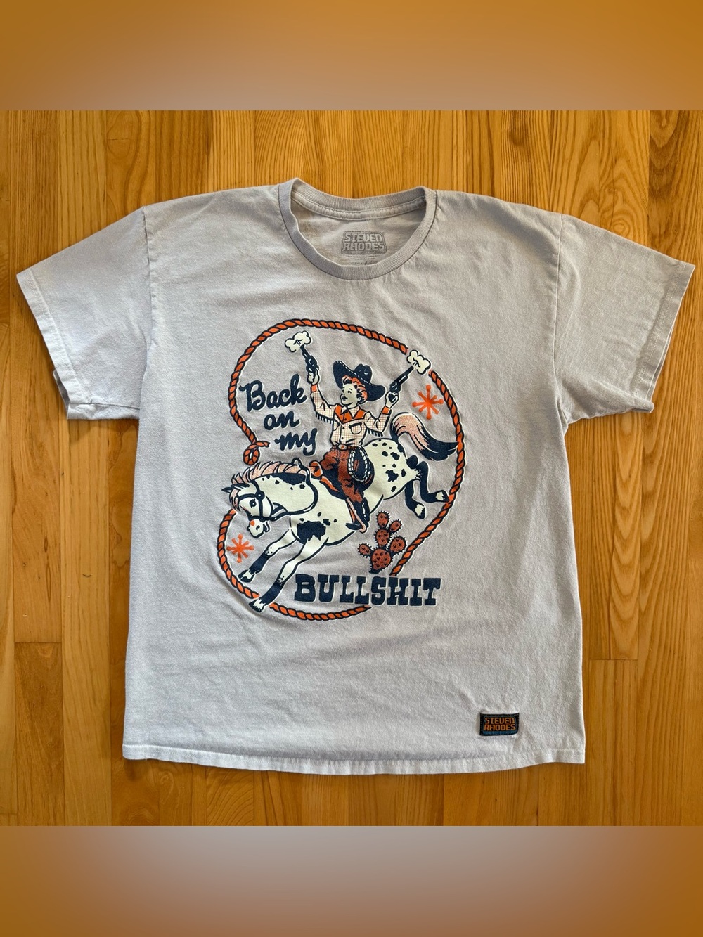 Steven Rhodes "Back On My Bullshit" Graphic T-Shirt - Gray - Sz Large